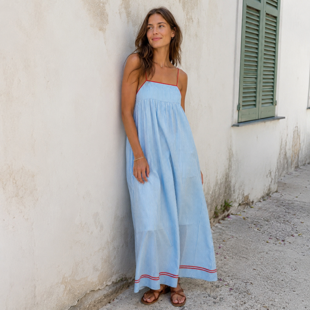 Tina – Črtasta Maxi Obleka