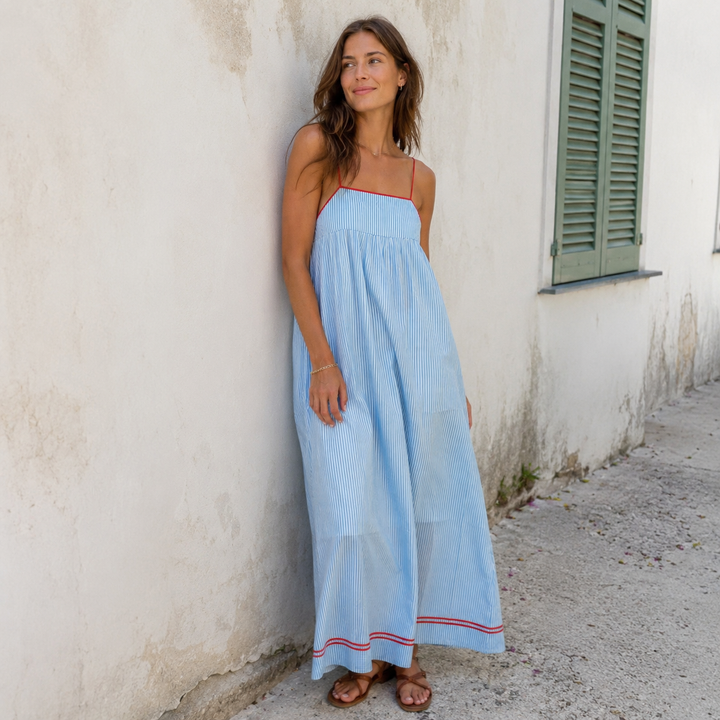 Tina – Črtasta Maxi Obleka