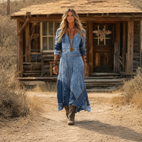 Polona – Modra Boemska Maxi Obleka